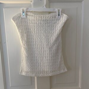 Princess Polly Cream Textured strapless top
